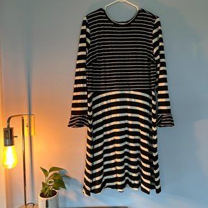LOFT Long sleeve striped swing dress